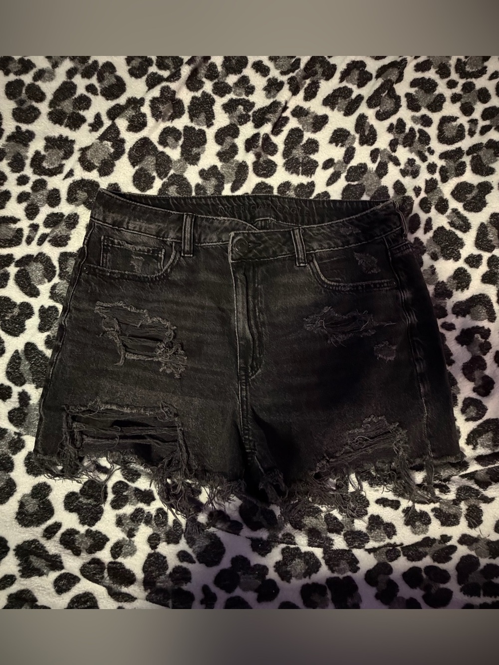 Black Distressed Denim Women’s Shorts
